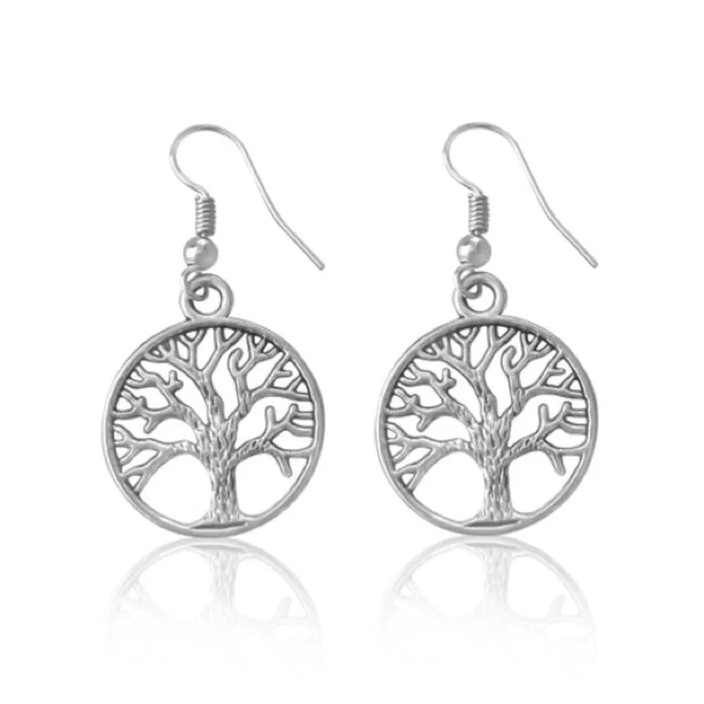 New Woman’s 925 Sterling Silver Tree Of Life Boho Handmade Drop Dangle Earrings - Picture 2 of 16